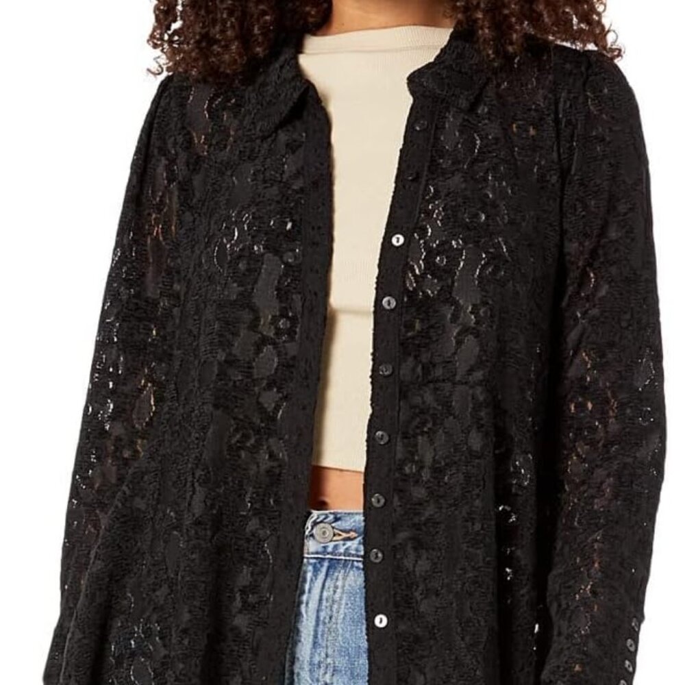 Free People Black Lace Heather Tunic Size S
